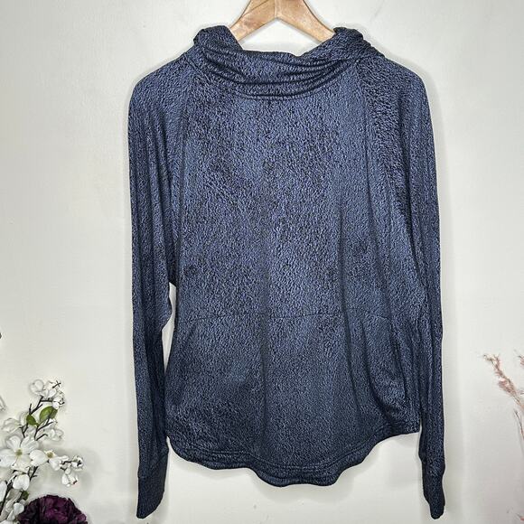 LULULEMON Pick Up The Pace Long Sleeve Hoodie Spray Jacquard Blue Sz 12 {3S15} - Picture 3 of 6